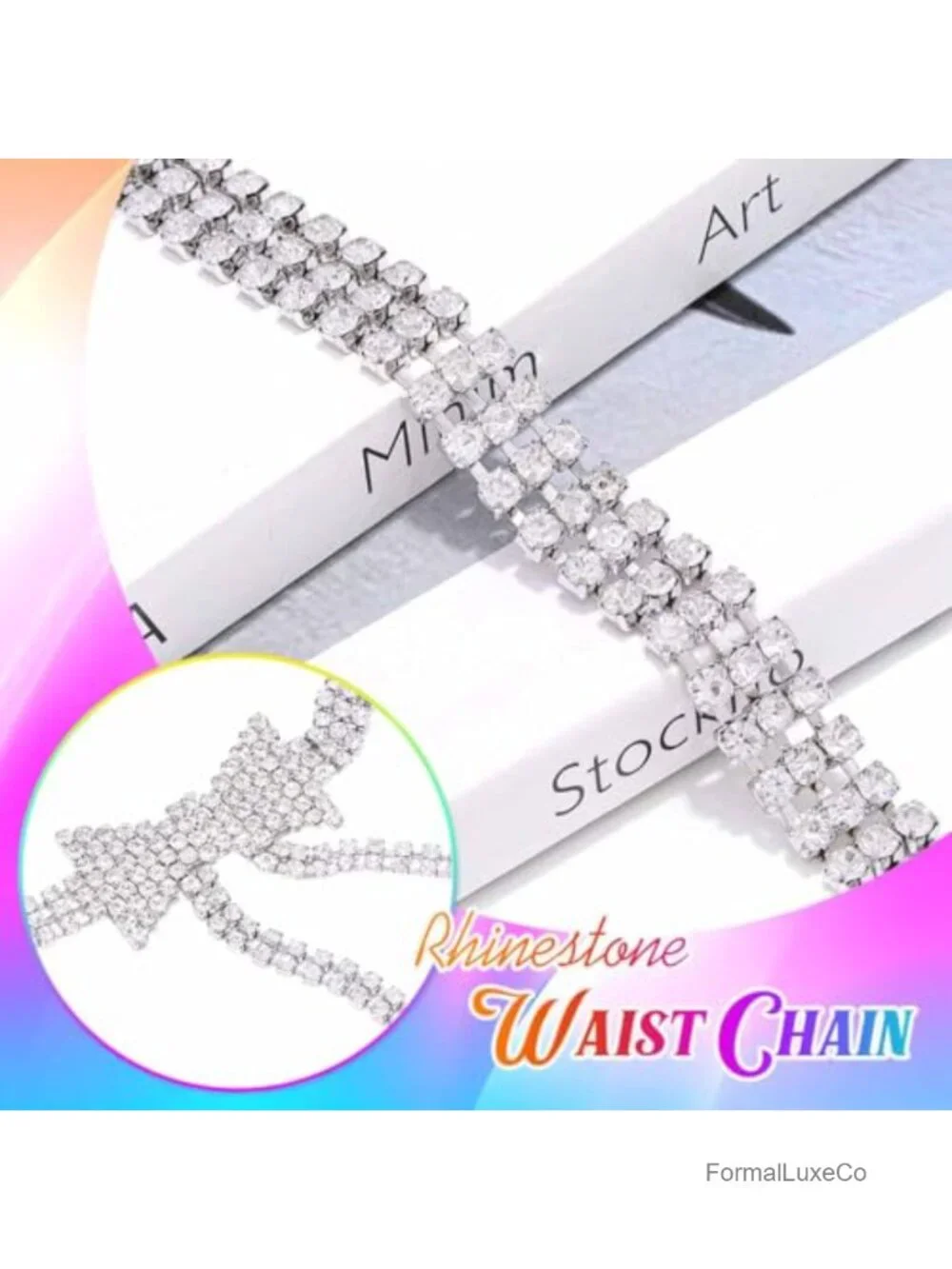 Rhinestone Chain Belt Sparkly Waist Fashion Bling Dress Accessory